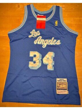 1996-97 Los Angeles Lakers Shaquille O'Neal Jersey XL Mitchell & Ness Blue NWT